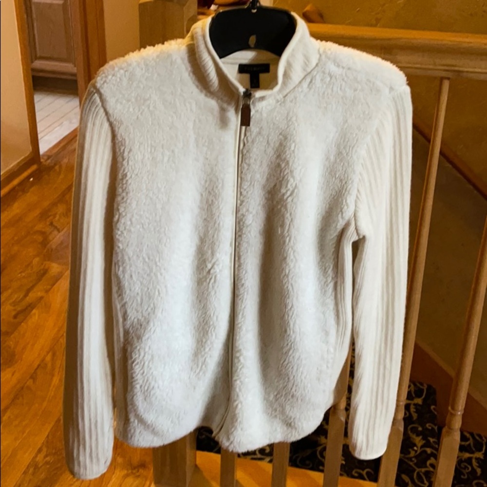 Off white sweater jacket. Used but good condition.